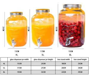 1/2 Gallon Glass Beverage Dispenser with Lid, Tap and Stand