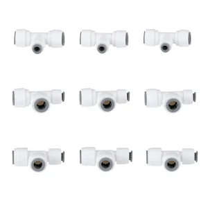 1 4″ Plastic Manual Tube Fitting Union Tee Water Filter Parts Push Fit for Household Hotel Commercial and Garage Use