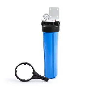 1″ NPT 20X4.5″ Sediment Whole House Water Filter 20inch Big Blue Pre Filtration System with Guage and PPF & SED Filter Cartridge