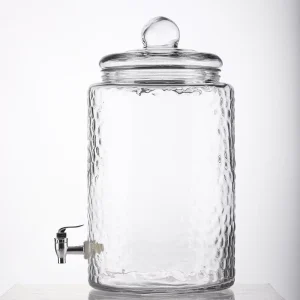 1.5-Gallon Clear Square Glass Mason Jar Beverage Dispenser with Lid