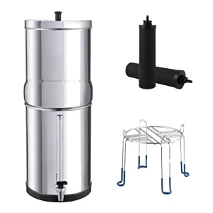 1.5G Stainless Steel Portable Gravity-Fed Water Filter System with NSF 42 and 53 Standards and 99% Lead and Chlorine Reduction