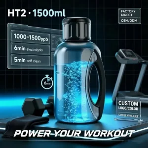 1.5L 1000ppb+ Sports Hydrogen Water Bottle Auto Self-Clean Wide Usage H2 Water Cup for Fitness Club Bulk