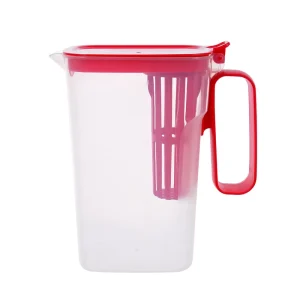 1.9L Modern Transparent Water Pitcher with Spout Lid Tea Bag and Lemon Infuser Filter for Fridge Tap Plastic Jar