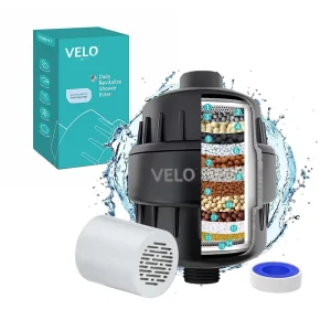 10 15 20 Stages Black Filtered High Output Revitalizing Shower Filter Chlorine Water Shower Head Filter Cartridge for Hard Water