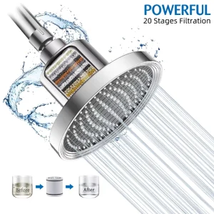 10 15 20 Stages Filter Cartridges Top Shower Head 6 Inch High Water Pressure Rain Shower Reduce Chlorine Change Hard Water