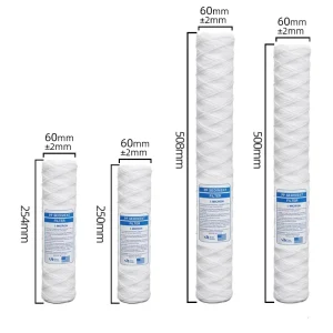 10/20/30/40/50 Inch Sediment PP Yarn String Wind Wound Polypropylene Water Filter Cartridge