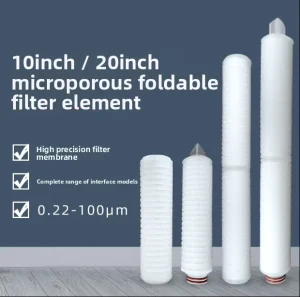 10 40 Inch Microporous Folding Polypropylene Membrane Filter Element 0.22 0.45 Micron 1um 5um Liquid Filtration 1 Year Warranty