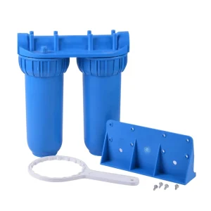 10″ Blue Color 2 Stage Under Sink Water Filter System Household Outdoor Plastic Manual