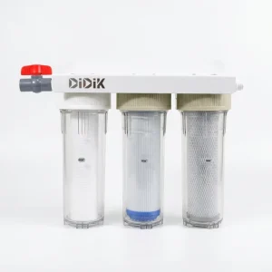 10-Inch 3-Stage White Filter Housing Set with Integrated Bracket and Cap 1/2″ NPT Port