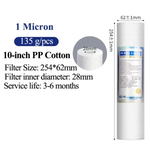 10 Inch 5 Micron PP Cotton Sediment Filter Cartridge for Water Purification