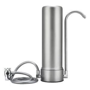 10 Inch Countertop Water Filter Stainless Steel SUS304 Water Filter for Sink Faucet Reduces Heavy Metals Bad Taste Chlorine