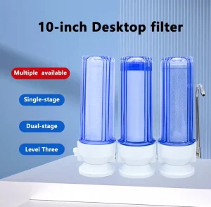 10 Inch Countertop Water Filtration System with Transparent Housing Compatible with PP and Carbon Filter Cartridges