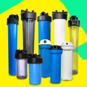 10-Inch Household Water Filter Housing for PP, CTO, and UDF Water System Filters, Blue, White, and Transparent