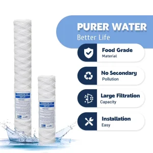 10 Inch PP Reverse Osmosis String Wound Water Filter Cartridge 75 GPD for Household Outdoor & Car Use