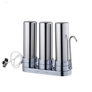 10 Inch Triple Stage Countertop Water Filter with Stainless Steel Housing CE Activated Carbon Commercial Hotel Household