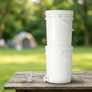 10.6Gal Portable Gravity Fed Water Purifier Bucket with Ceramic Ultrafiltration Filter Element for Safe Off Grid Water Supply