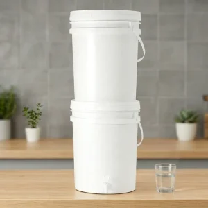 10.6Gal Portable Gravity Fed Water Purifier Bucket with Washable Ceramic UF Membrane Filter for Outdoor Humanitarian Camp