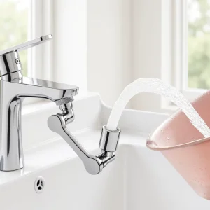 1080 Degree Universal Rotation Faucet Aerator Zinc Alloy Robotic Arm Faucet Extension Dual Mode Splash Filter