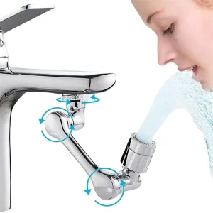 1080° Swivel Faucet Extender Heavy Duty Rotating Sink Extension Robotic Arm Rotating Splash Filter for Kitchen Bathroom