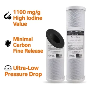 1100 Mg g High Iodine Value CTO Carbon Block Filter 10 Inch Coconut Shell Water Filter Cartridge No Carbon Fine
