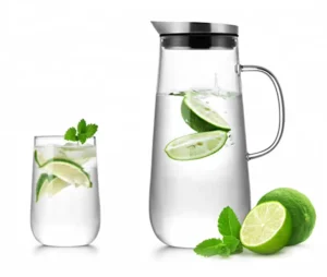 1250ML Food Grade Heat-Resisting Glass Water Pitcher with Carafe and Kettle