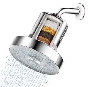 140MM Filter Chrome Round Plastic Shower Head Water Saving Skin Care Over Head Ceiling High Pressure Top Head