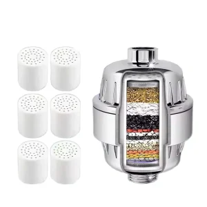15 20 Stage Activated Carbon Shower Head Filter Water Softener for Hard Water for Household Bathrooms
