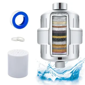 15 20 Stage KDF Ionic Shower Water Filter for Chlorine Fluoride Heavy Metal Reduction
