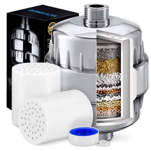 15 Stage Shower Water Filter with Vitamin C Replacement Cartridge for Hard Water