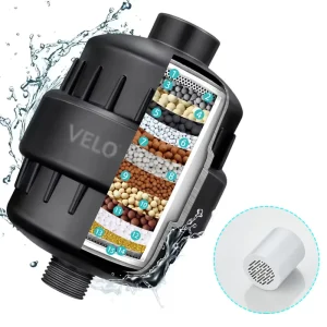 15 Stages Antibacterial Matte Black High Output Revitalizing Shower Head Water Filter To Reduce Chlorine Improves Skin Condition