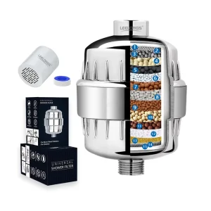 15 Stages Shower Head Water Purifier Filter Powerful Vitamin C High Output Revitalizing Shower Filter for Hard Water Remove