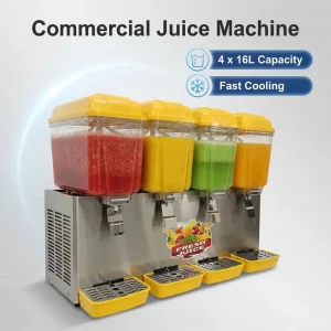 16 L 4-Tank Electric Commercial Fruit Juice Dispenser Cooler Spray-Type Blending Machine