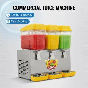 16L 3-Tank Electric Commercial Fruit Juice Dispenser Cooler with Spray-Type Blending