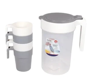 1800ml Water Filter Pitcher Jug with 4 Cups Heat Resistant Plastic Cold Cooler Kettle Set Juice Ice Tea Wine Beverage Dispenser