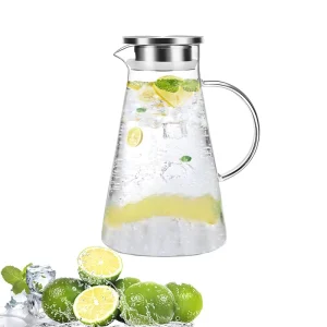 1pc 1500ml Transparent Juice Milk Lemon Tea Drinkware Pitcher High Borosilicate Glass Water Fitter Pitcher