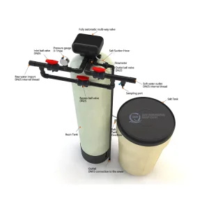 1t 1000lph Automatic Industrial Commercial Machine Salt Free Water Softener System Softening Equipment