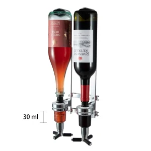 2-Bottle Liquor and Wine Dispenser with Rack Stand