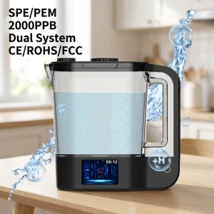 2 L Hydrogen-Rich Water Pitcher Kettle with 2000 ppb SPE PEM Dual System and Double Electrolytic Cells