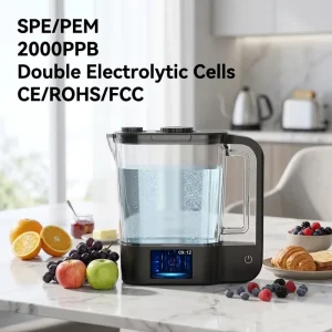2 L Hydrogen Water Kettle with SPE PEM Dual-Cell System, 2000 ppb Molecular Hydrogen Water Pitcher Generator