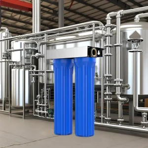 2-Stage 20 Inches Whole House Water Filtration System Big Blue Water Filter with Iron Bracket Carbon Block Filters