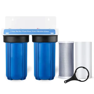 2 Stage Whole House Pre Filtration 10 Inch Big Blue Housing Water Filter with Sediment and Carbon Block