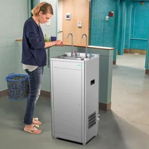 2-Tap Freestanding 304 Stainless Steel Cold and Normal Water Drinking Fountain