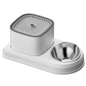 2 in 1 Pet Drinking Cat Feeder Automatic Water Dispenser Fountain with FIlters and Fool Bowl for Cats and Dogs