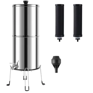 2.25 Gallon 304 Stainless Steel Countertop Gravity-Fed Water Filter Pitcher Dispenser, NSF 401