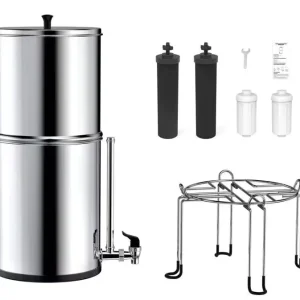 2.25 Gallon Direct-Drink Outdoor Stainless Steel Bucket Water Purifier with High-Flow Gravity Filter