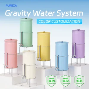 2.25 Gallon Gravity Stainless Steel Countertop Water Filter System with BB9-2 and PF-2 Filters