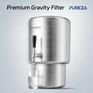 2.25 Gallon Gravity Water Filter System Countertop Purifier for Home Kitchen and Outdoor Use Reduces PFAS and PFOS