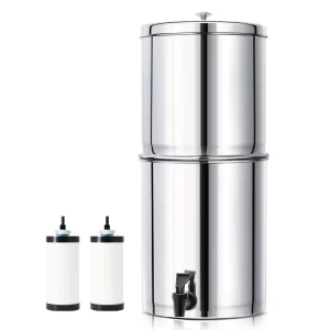 2.25Gal Non Electric High Flow Gravity Water Purifier with 2 Ceramic Filter Cartridges Removes 99.9% Microbes for Rural Villages