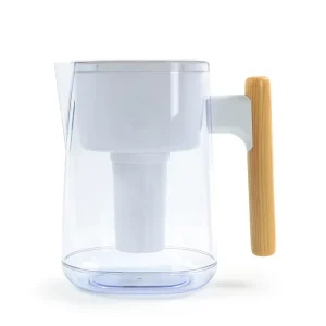 2.4 Liters Plastic Alkaline Water Filter Pitcher With Wooden Handle for Removing Heavy Metals
