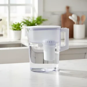 Manual Compact Activated Carbon Water Filter Pitcher with 200L Cartridge 2.4L Capacity Household Use White